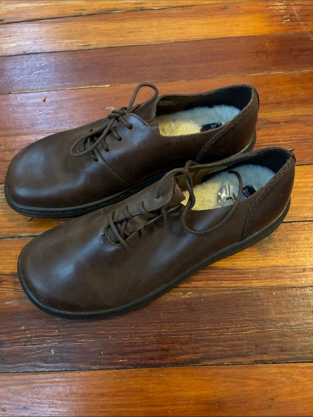 Dr. Martens Brown Leather Lace-Up Flats